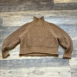 Chunky Knit Turtleneck Sweater - Brown